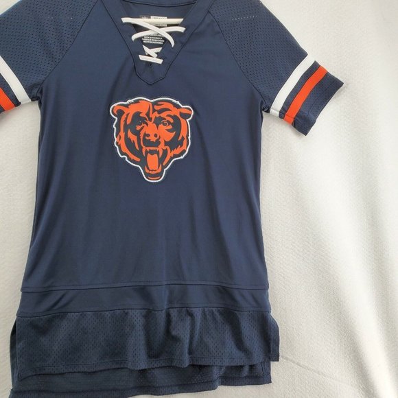 Chicago Bears Shirt Women's Laced up V-Neck Short Sleeve NFL Team Apparel Small - Picture 5 of 12